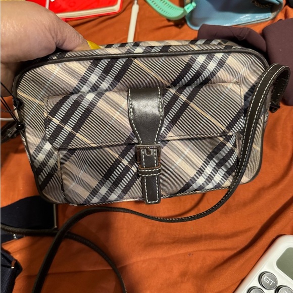 Burberry Checkered Crossbody Bag - Black and Tan - Picture 1 of 8